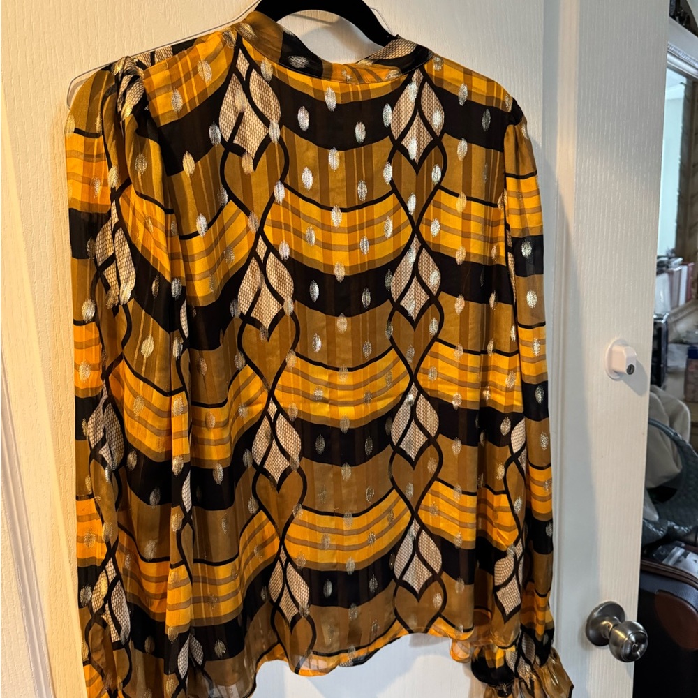 Long sleeve black and gold blouse size large